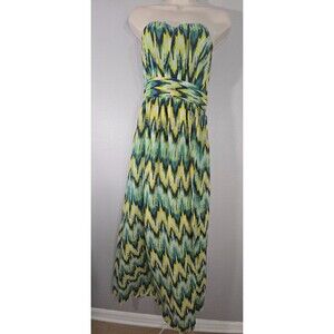 Harper Strapless Multi-Color Chiffon Maxi dress Size Medium NWT